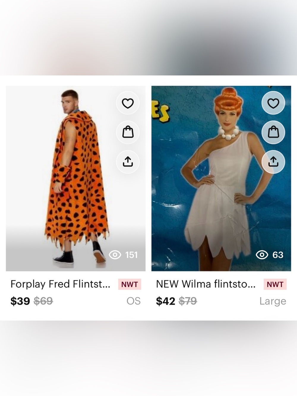 NEW Wilma & Fred Flintstone couples costume - sexy Caveman